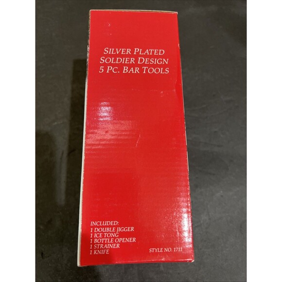 Holiday Collection Godinger 5 Pc Christmas Soldier Bar Tool Set Silver Plate VTG - Picture 9 of 11